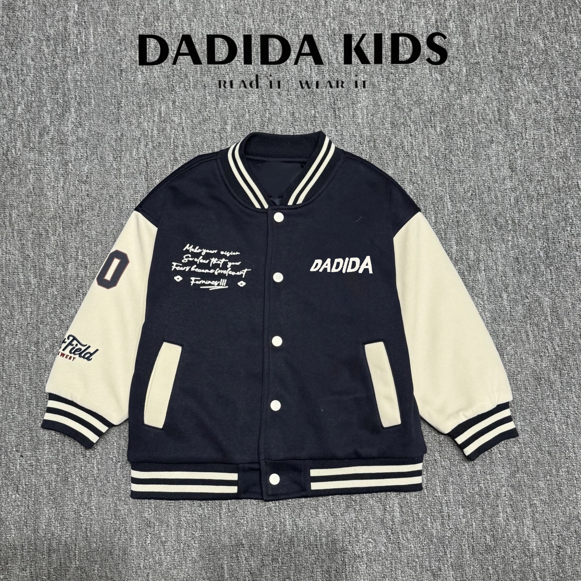dadida/嗒嘀嗒男童休闲加厚秋冬按扣长袖加厚棒球服外套505980185