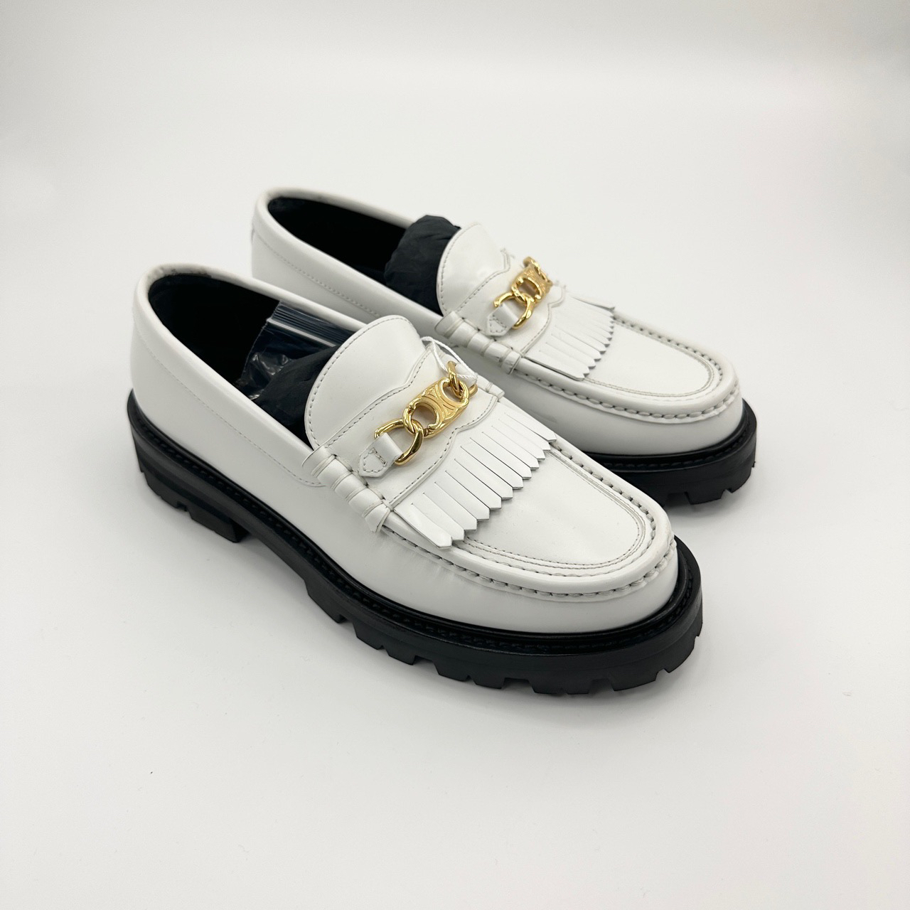 99新 Celine/思琳 Celine/37码/白色凯旋门乐福鞋/99新/pp426068