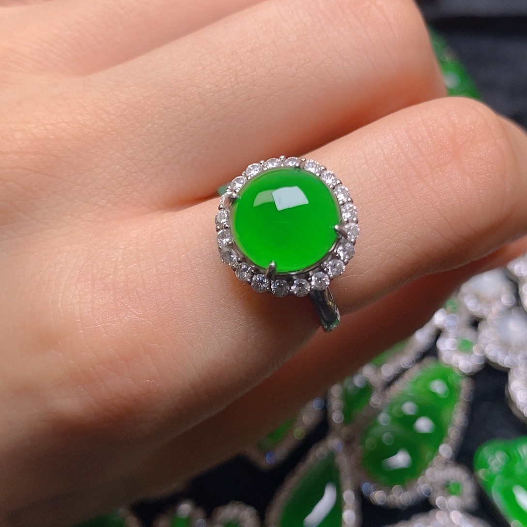 翡翠戒指银S925镶嵌