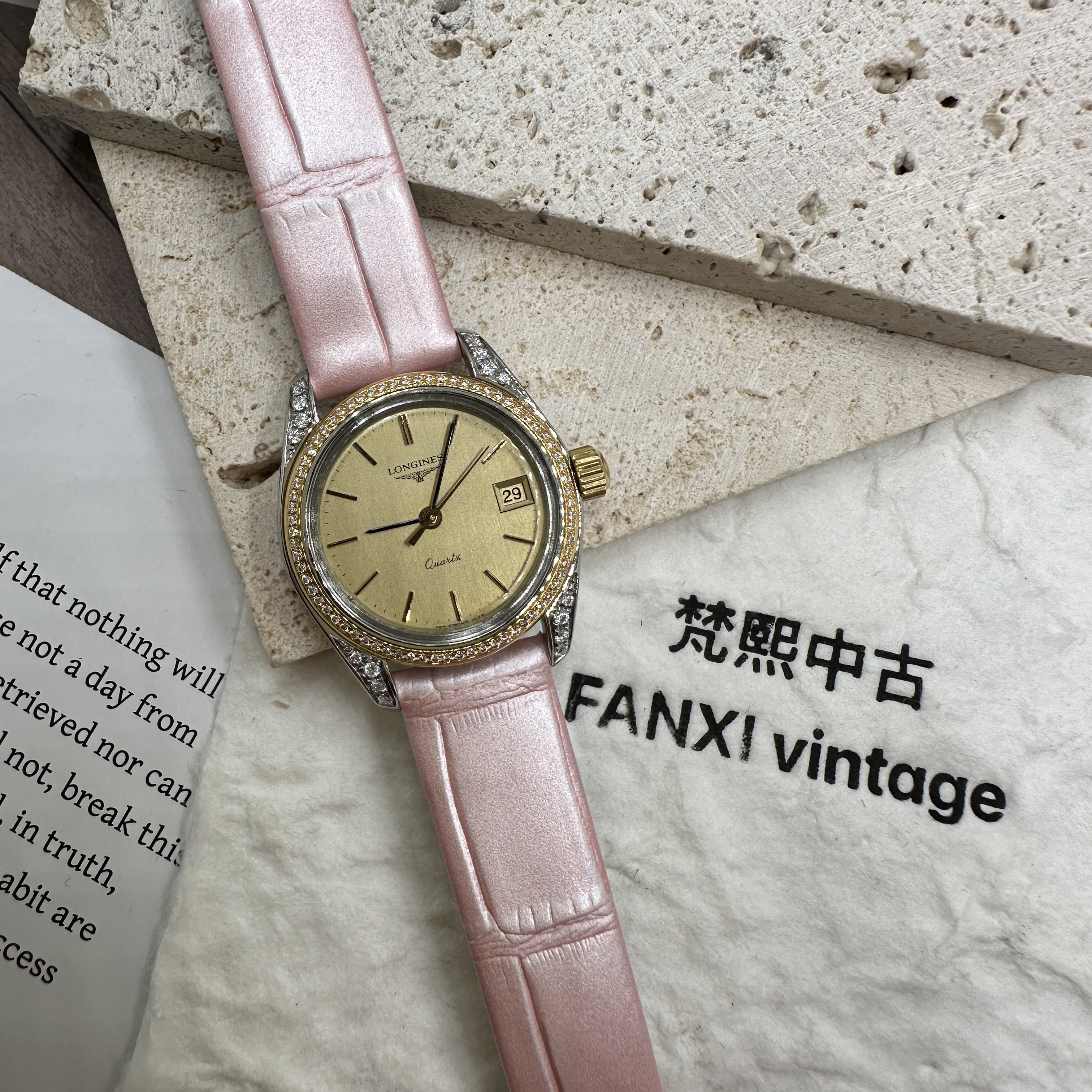 95新 Longines/浪琴 石英表后镶钻盘25/256100541/yy
