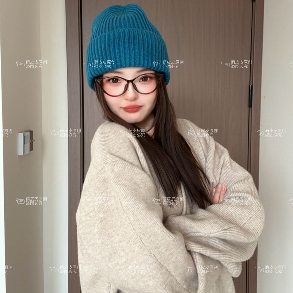 1号同款帽子 秋冬季百搭情侣纯色韩版保暖针织帽大头围帽子