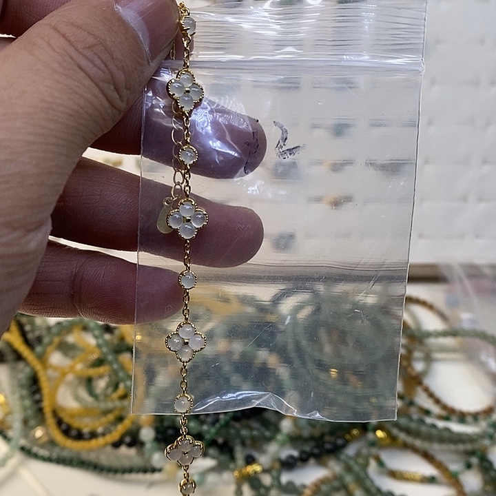 银S925镀金镶嵌戒指翡翠手链