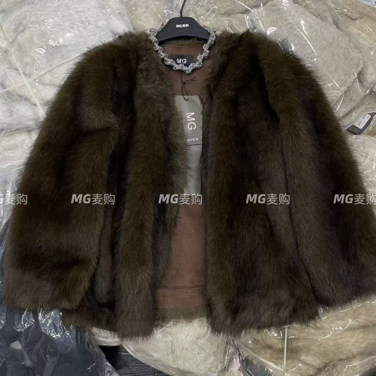 人造皮草 韩代货时尚定制款环保皮毛气质外套