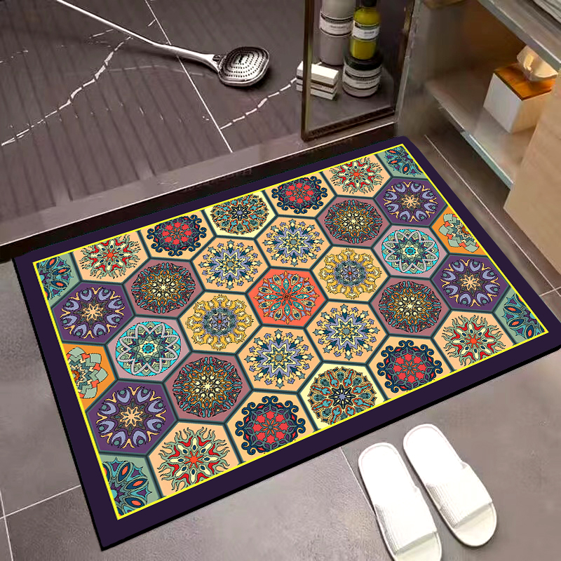 【到手两张硅藻泥】50X80厘米吸水防滑裁剪卫生间浴室地垫美式方格