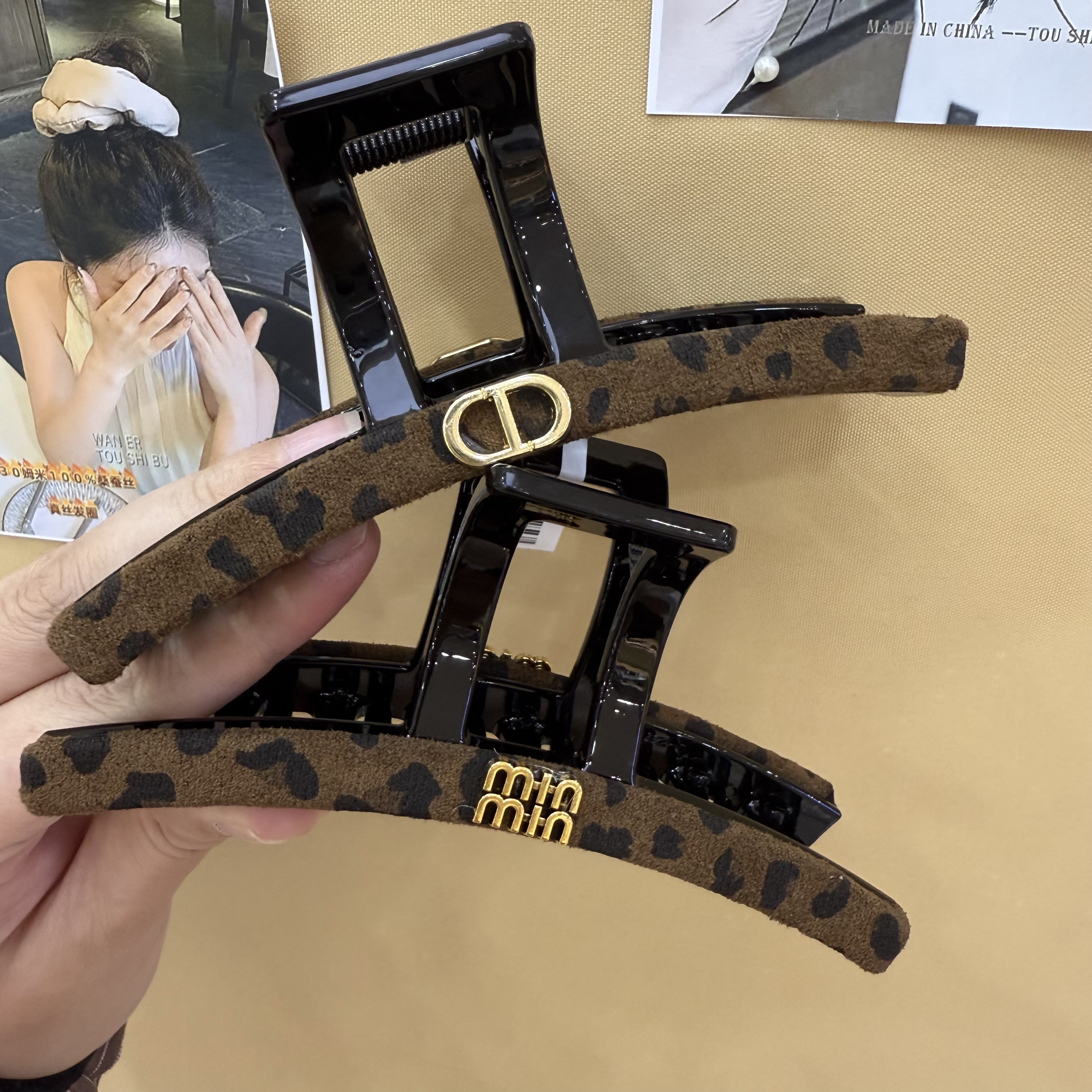 13cm豹纹气质时尚复古简约抓夹 