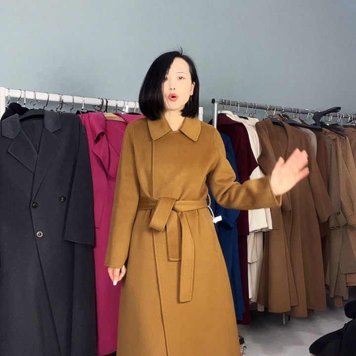 双面呢大衣一粒扣驼色M码