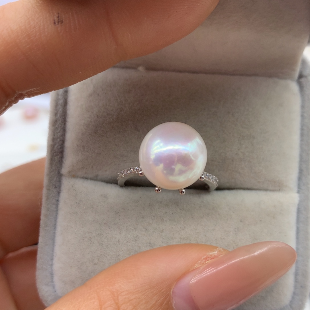 *****淡水珍珠戒指银S925镶嵌
