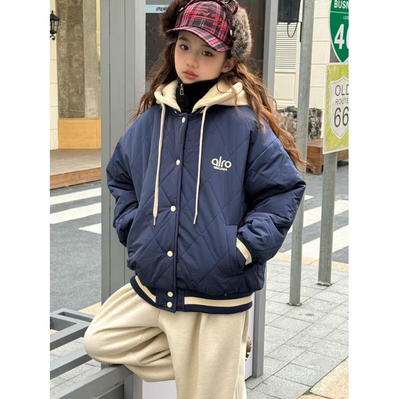 东2025【X】11月3日 男童女童时尚藏青色夹棉连帽外套3716-