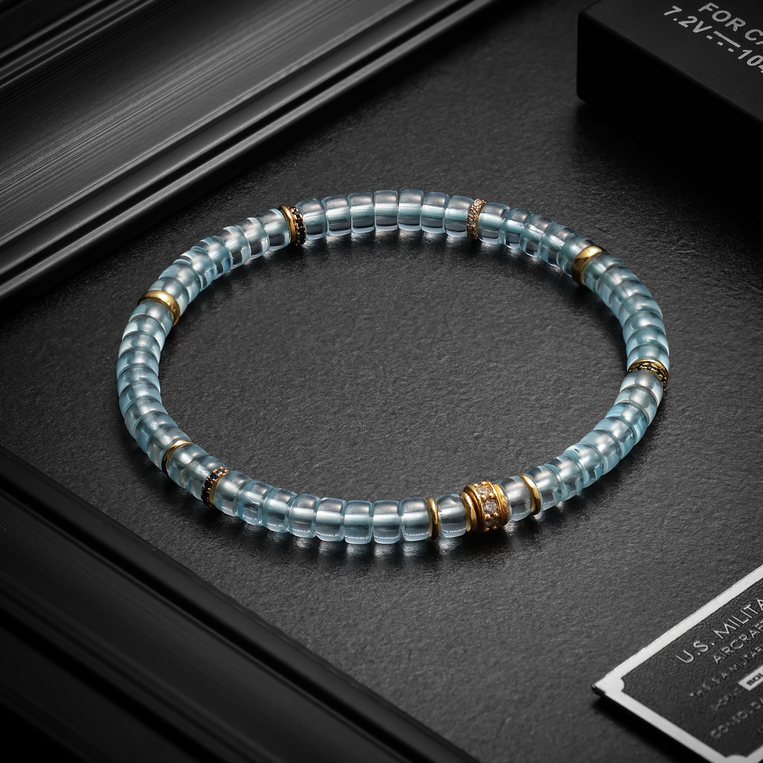 尚夏托帕石5mm药片精工手串S925银