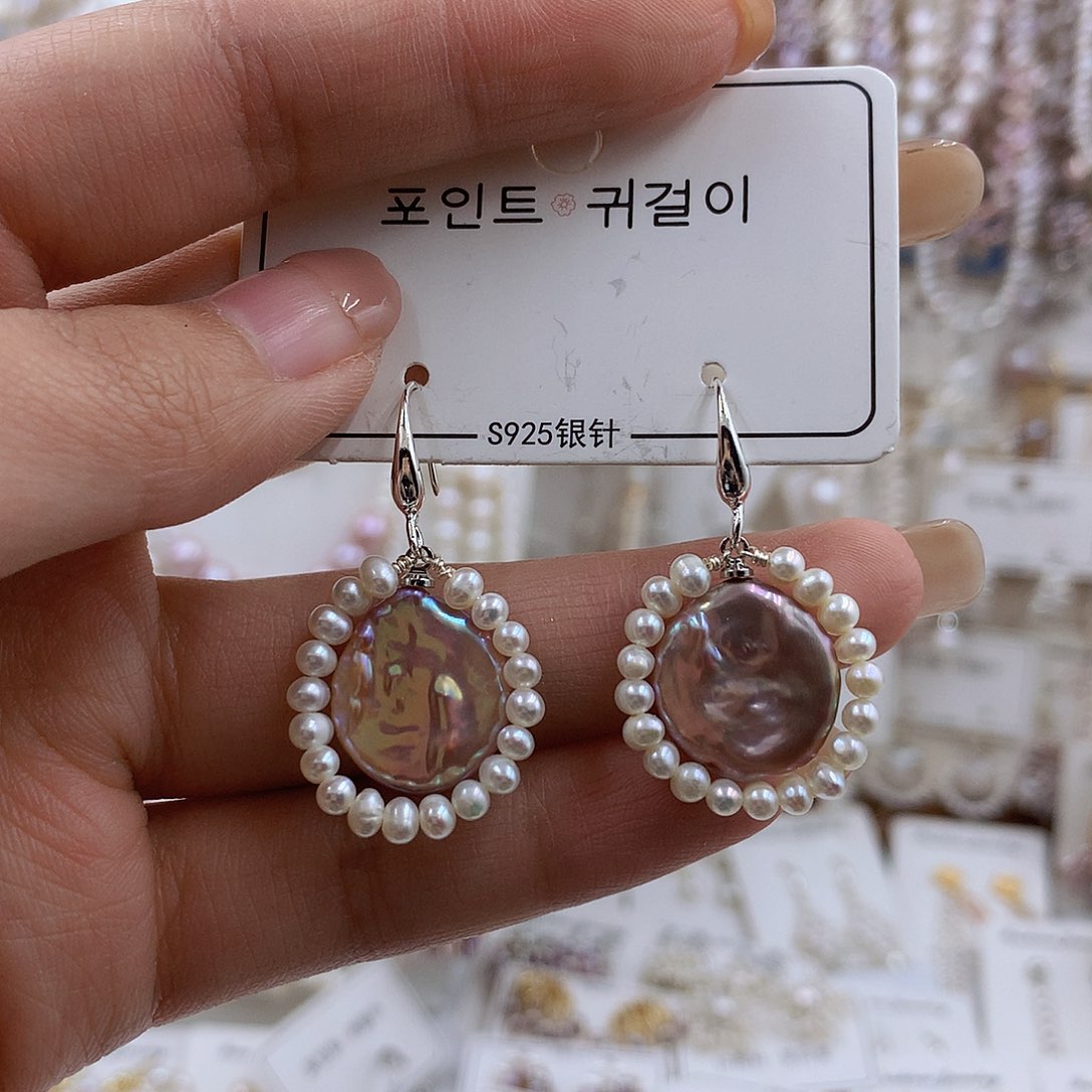 项链银S925镀金镶嵌淡水珍珠