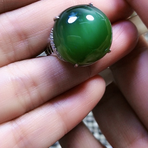 和田玉银S925镶嵌戒指