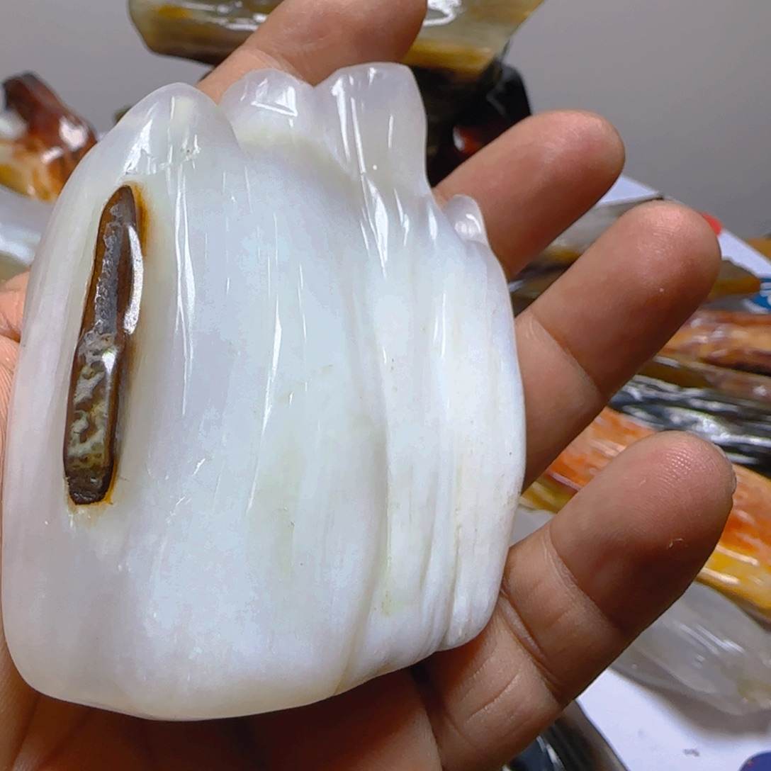 硅化玉未镶嵌手把