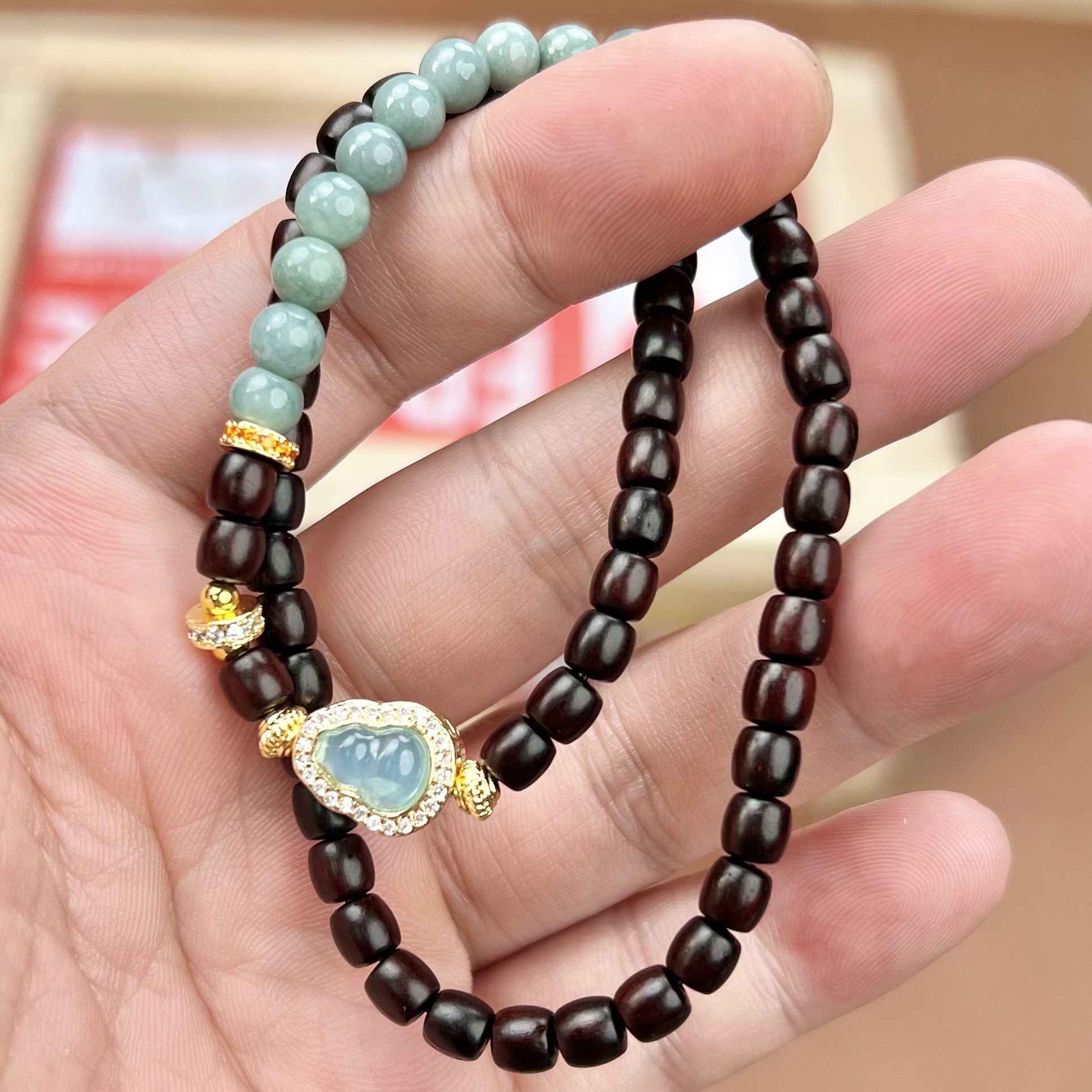 小叶紫檀海蓝双圈K0001+礼盒