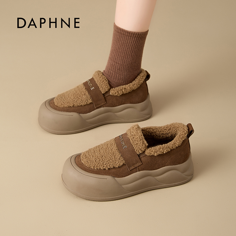 达芙妮2025秋冬雪地靴爆款加绒毛毛鞋保暖棉鞋软底孕妇勃肯鞋女M