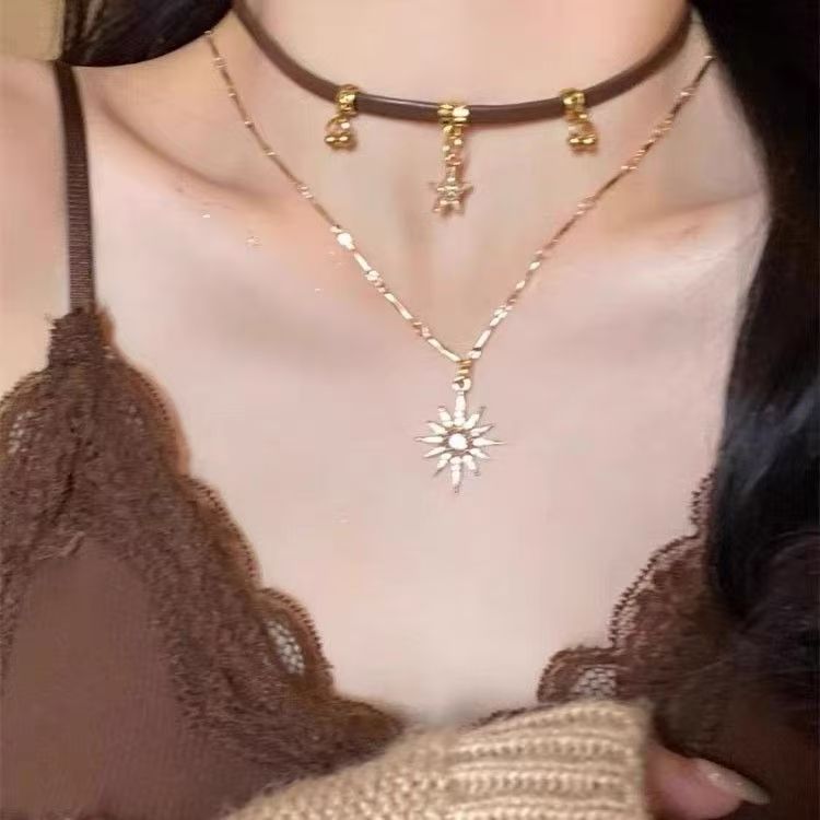 钛钢皮质项链 甜酷八芒星颈链美拉德小众设计高级锁骨链S