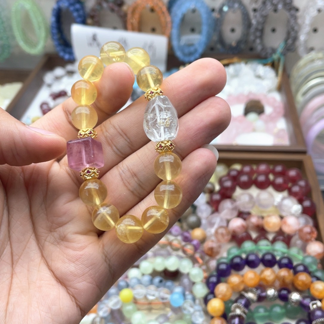 未镶嵌烟晶手链黄萤石手链
