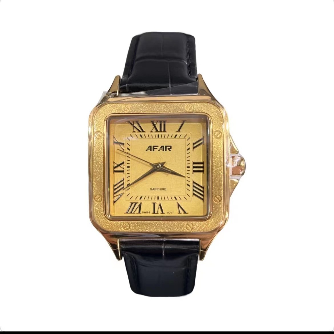 【2024新款上市】方形金表黄金男士腕表高端进口瑞士石英机芯手表