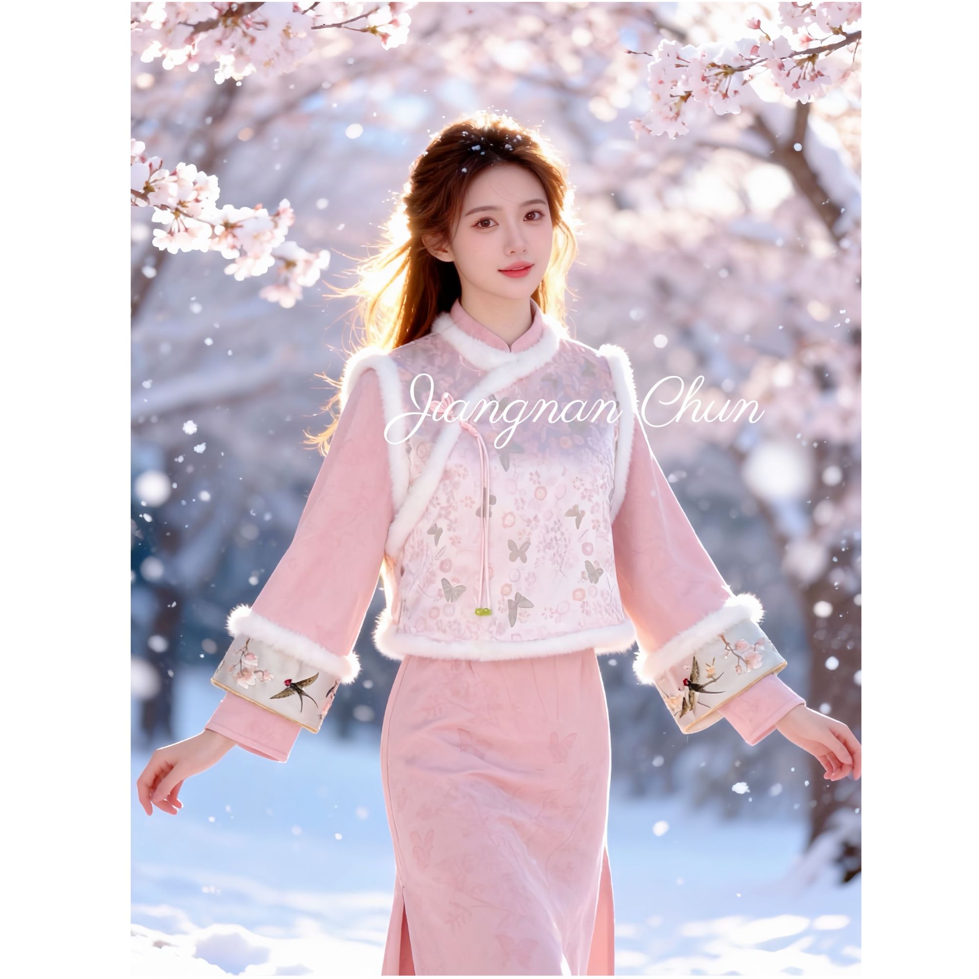 江南春【桃之夭夭】冬款加绒文艺修身高端日常旗袍奢华气质显瘦