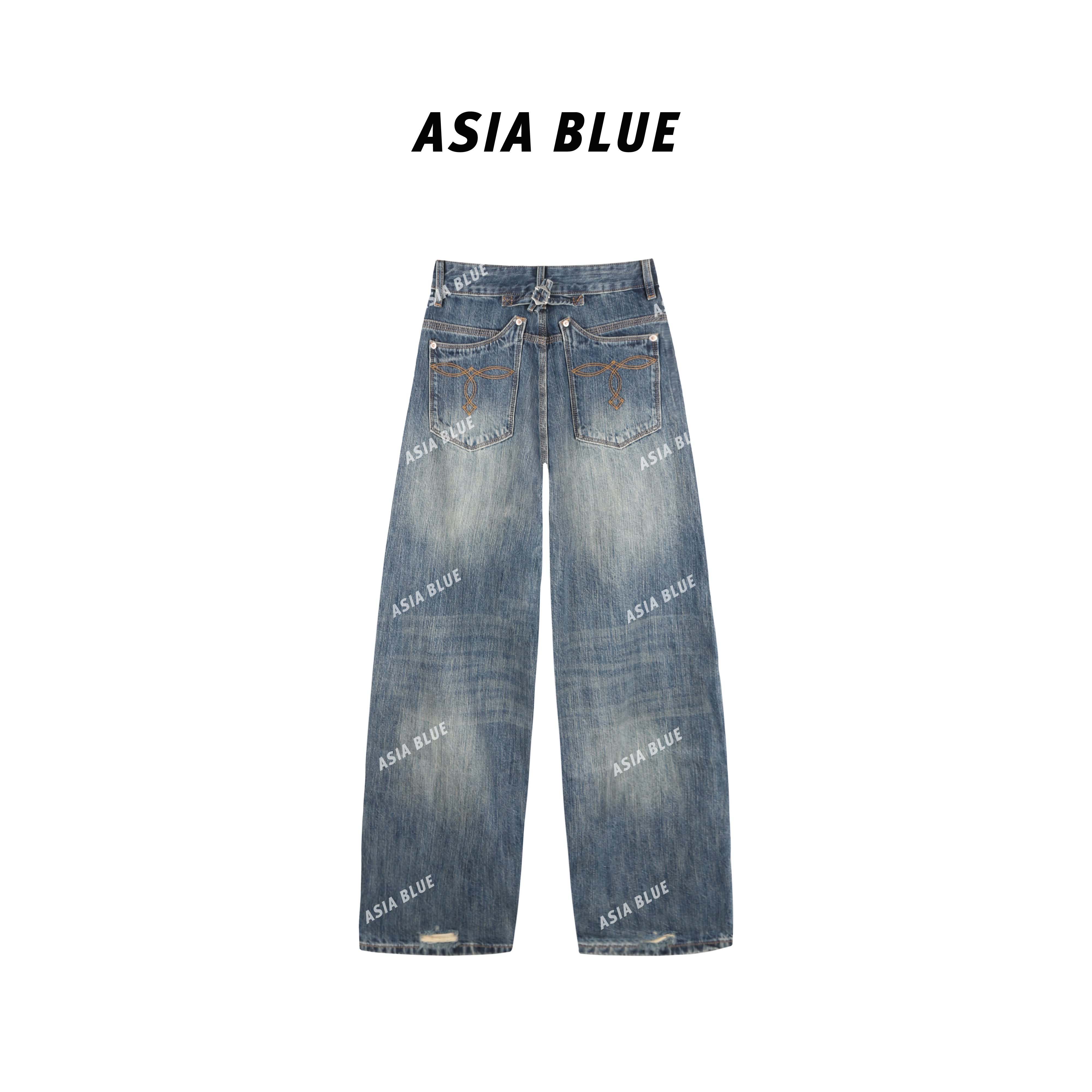 【ASIA BLUE】· 云层 · 秋季无弹复古水洗纹洋气香蕉牛仔裤YW90013