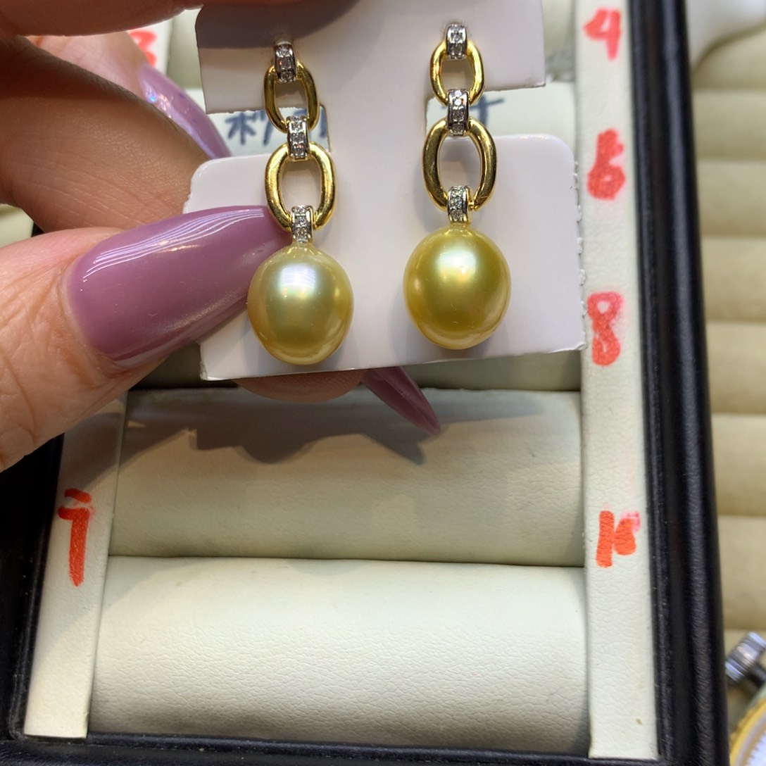 银S925镶嵌耳饰海水珍珠