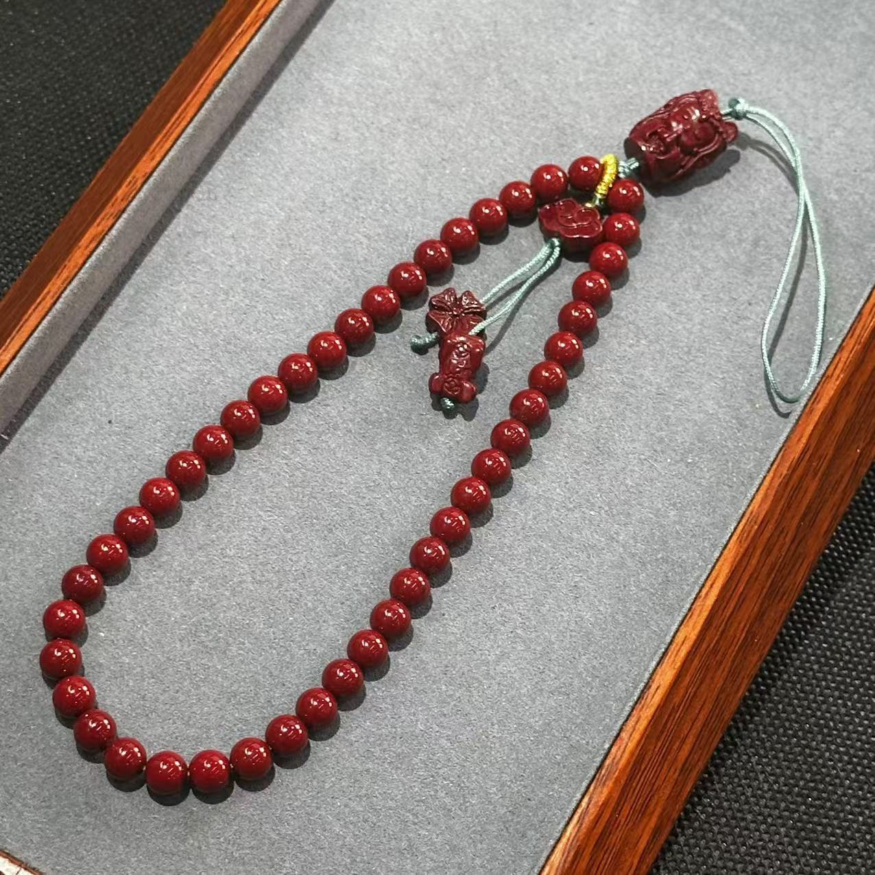 天然辰砂双十二活动 天然原色朱砂设计款手机挂件 LG2357