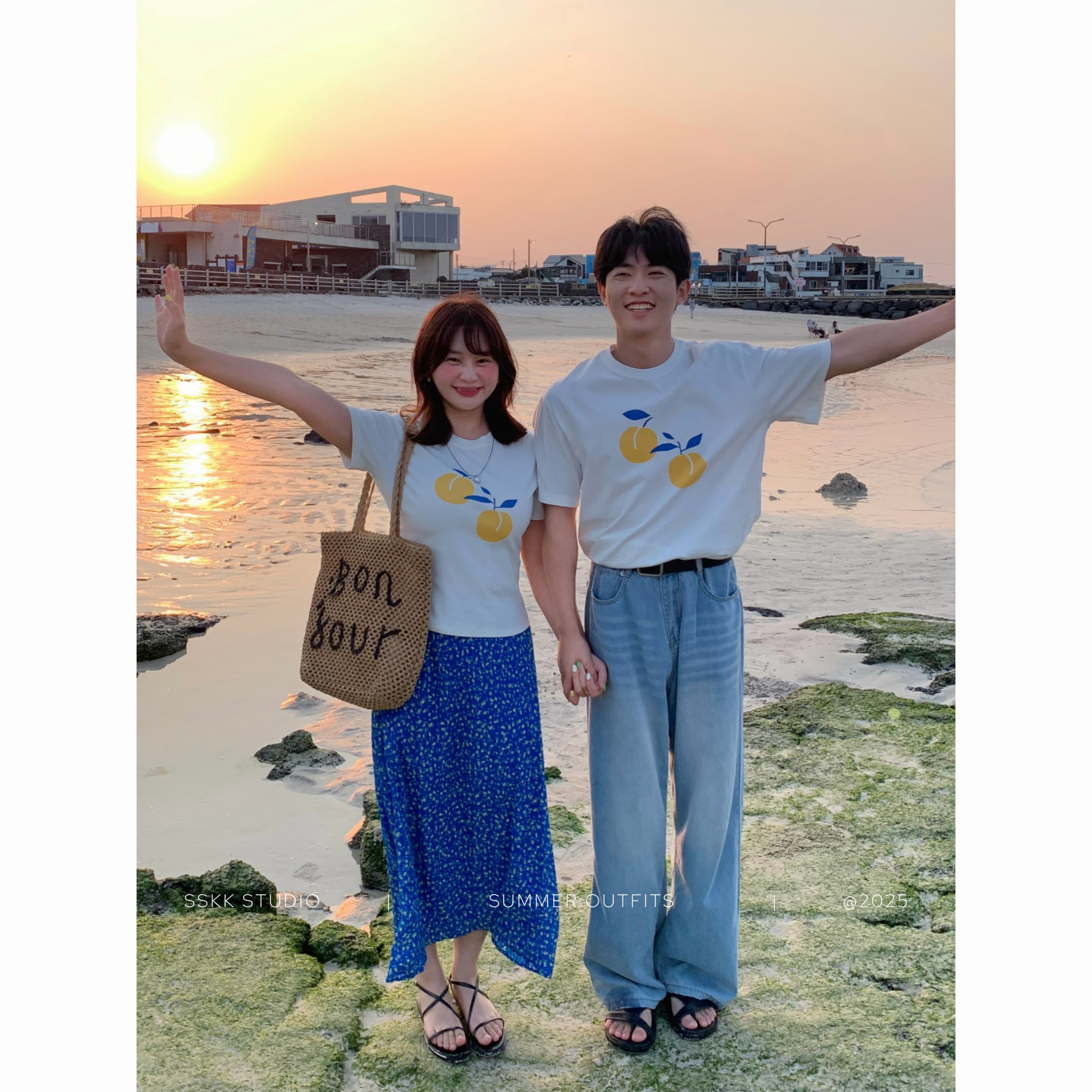 KMZY/KMZY山_山【画室少女】微胖韩系蓝色褶皱印花高腰碎花半身裙女