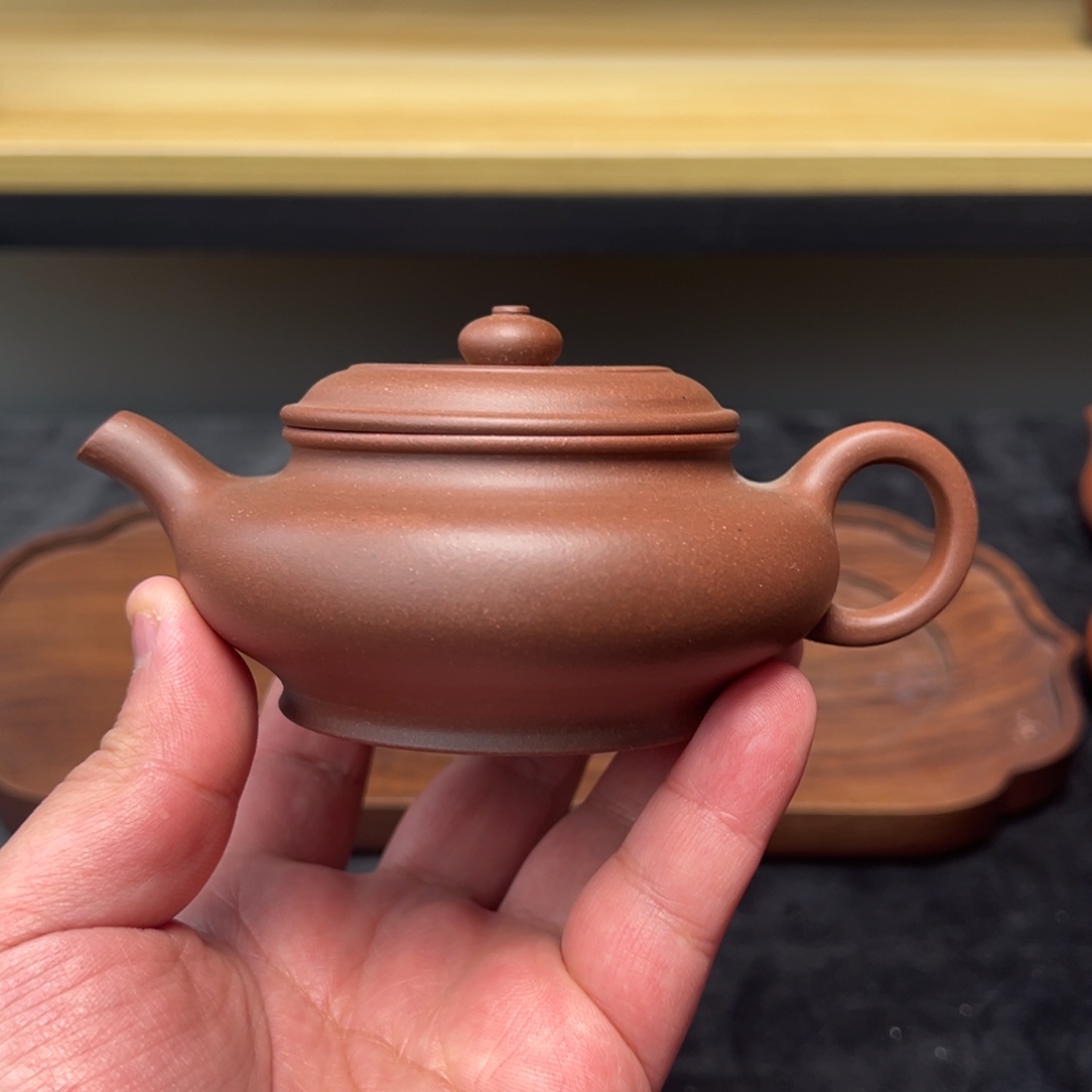 紫砂茶壶微瑕180老紫泥虚扁