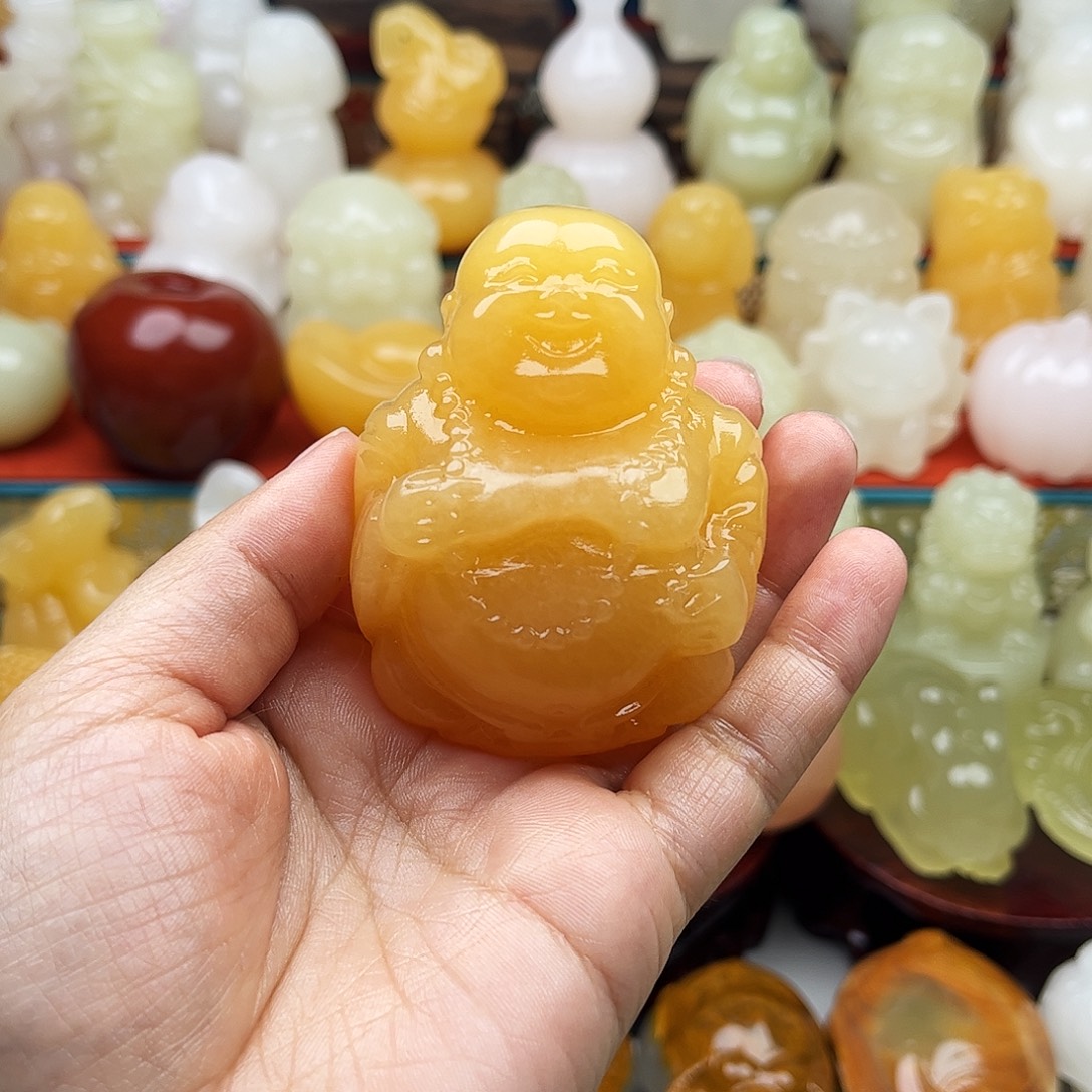 u***r石材大肚佛手吧摆件