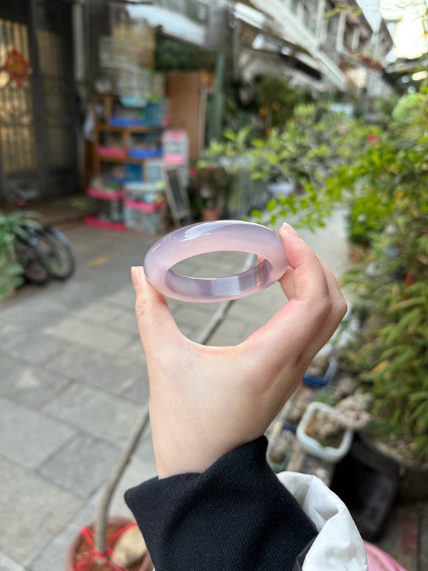 马达加斯加料粉光亮色紫罗兰高冰玻璃底玛瑙手镯