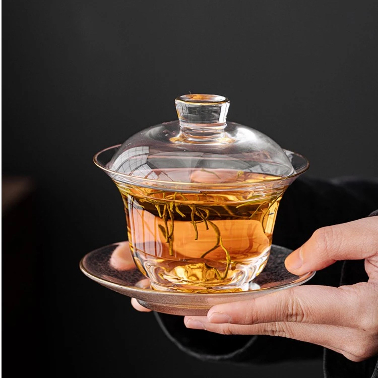 原矿工艺水晶三才盖碗手工打磨泡茶杯单个茶具手工泡茶碗送礼