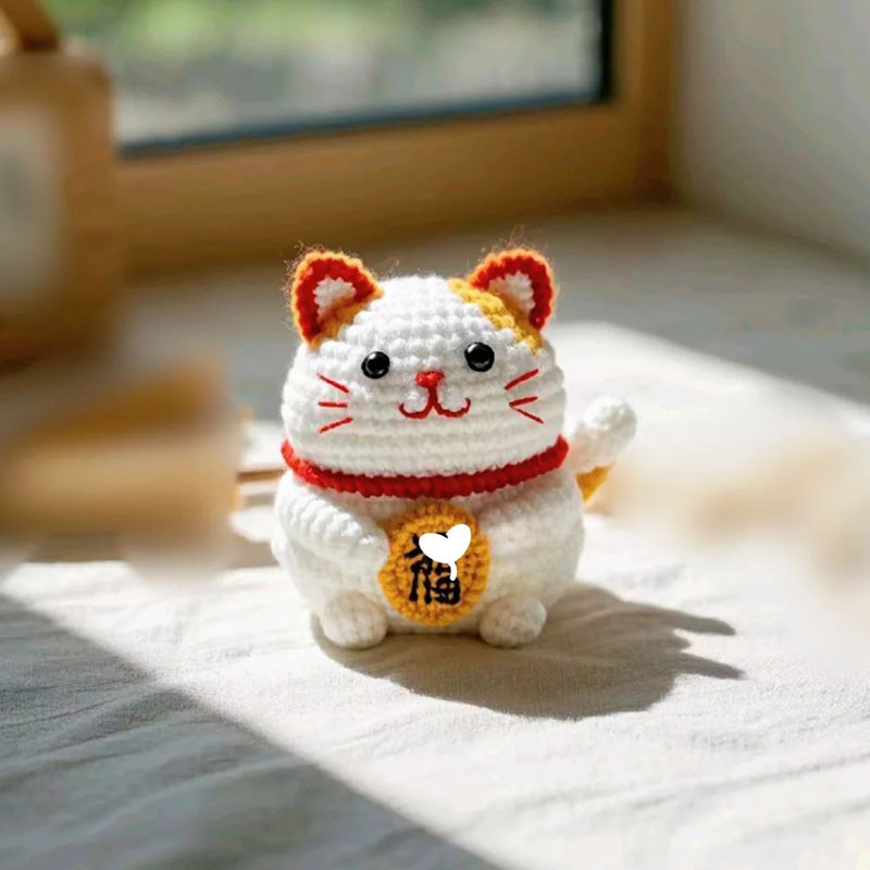 2025招财猫猫有钱花财神小蛇新年毛线钩织diy礼物手工编织包车挂