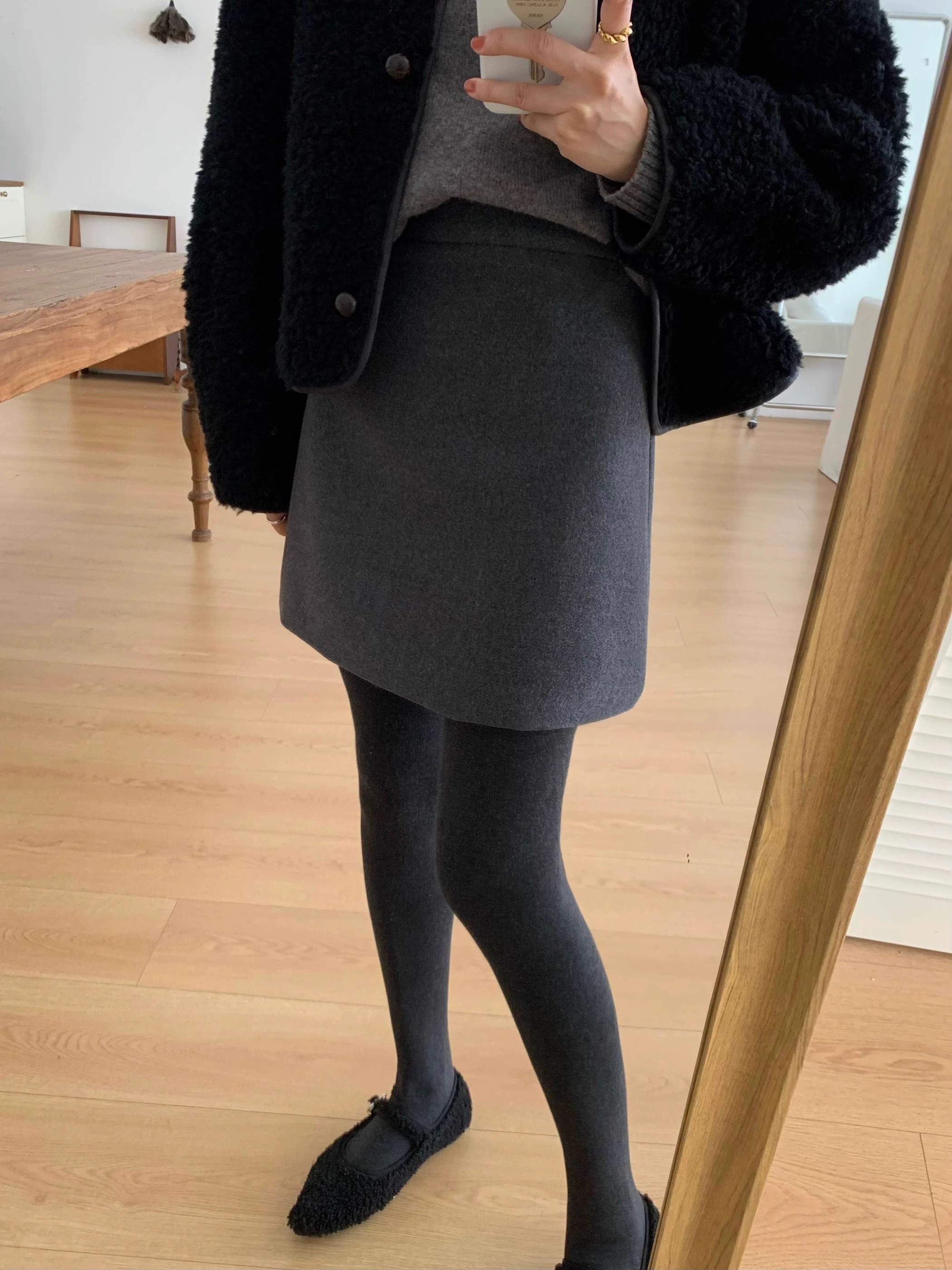 毛呢半身裙大码松紧高腰显瘦A字半裙百搭秋冬胖MM学生百搭短裙子