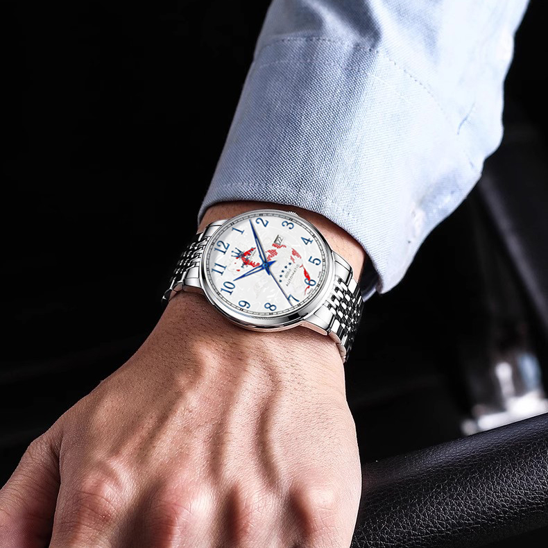 【正品直发】锦鲤系列限定款男士手表经典潮流夜光深度防水腕表p