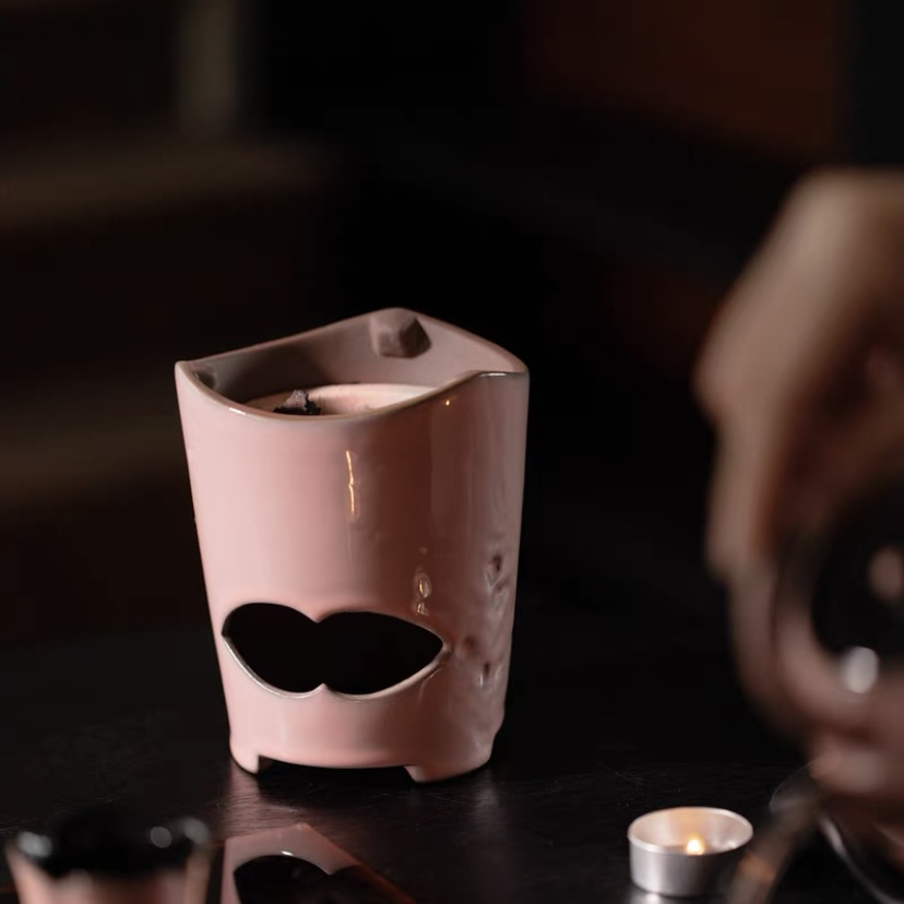 【所谓】流霞粉黛.银锭碳炉  高约14cm长约10cm