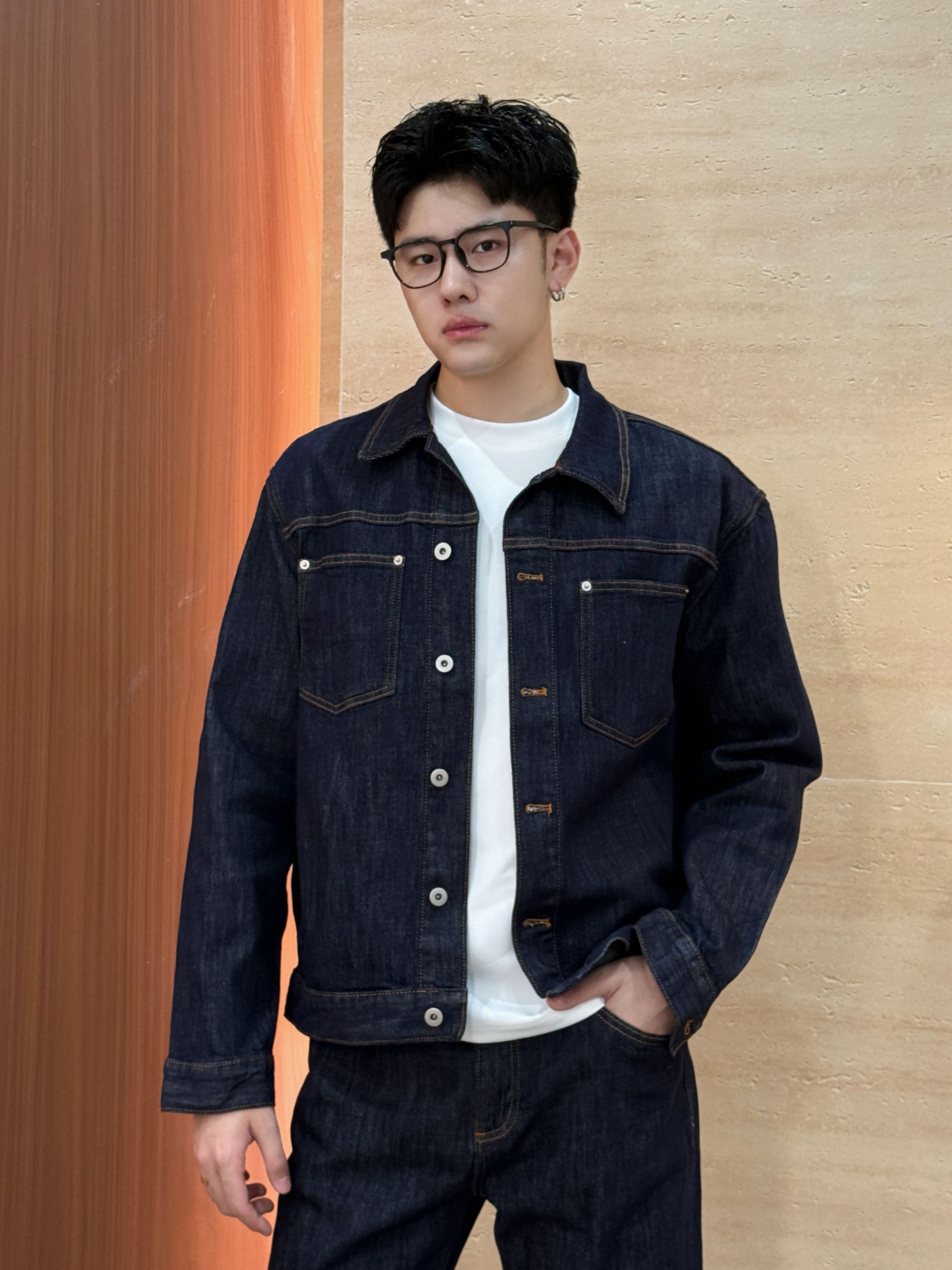 【BV风牛仔套装】奕康原牛防褪色翻领牛仔夹克套装潮流男9780/9781