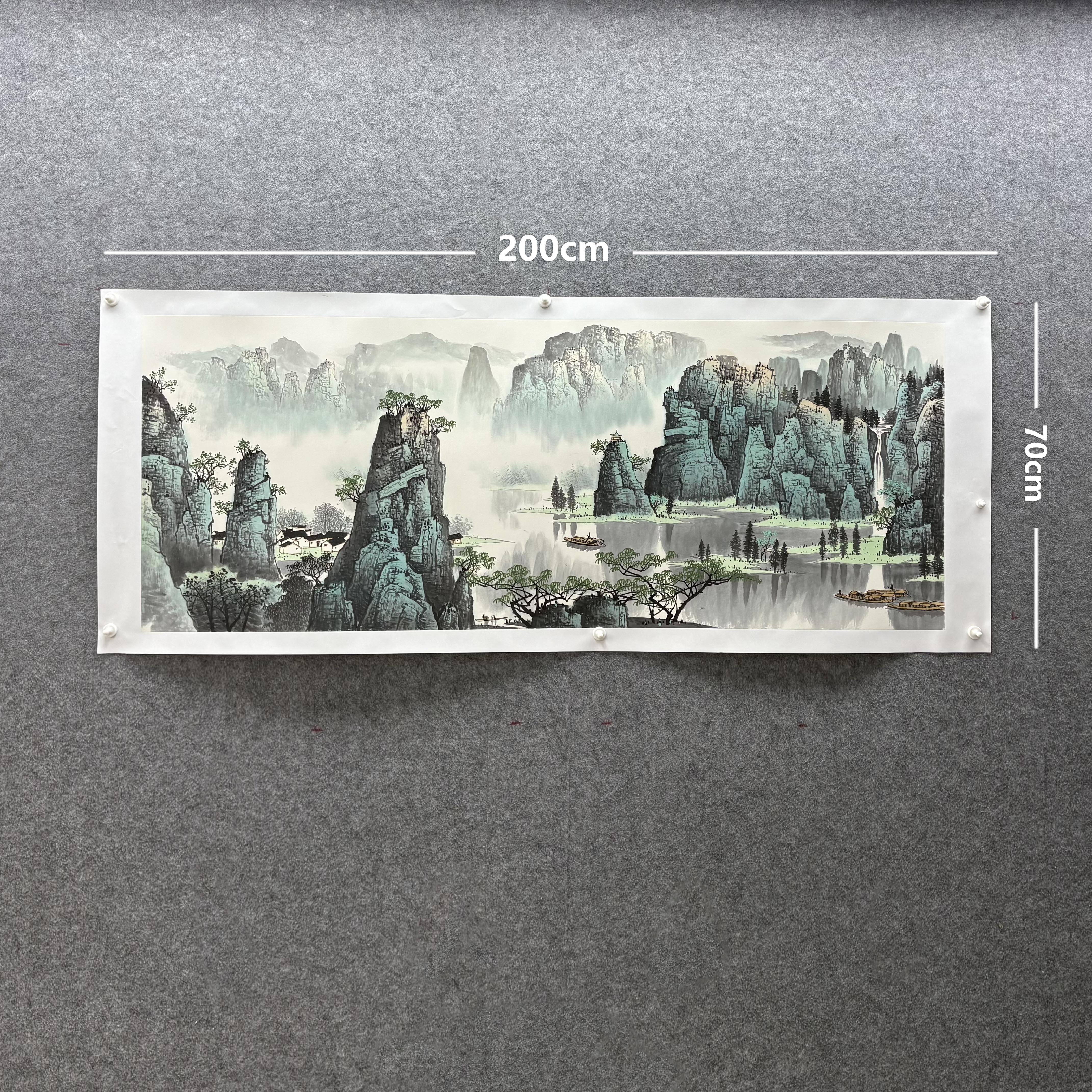 【山水画】雷百寿200*70cm手绘礼盒作品（30）