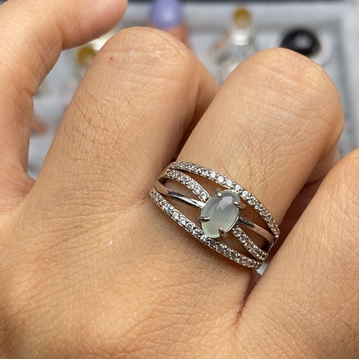 翡翠戒指银S925镶嵌戒指