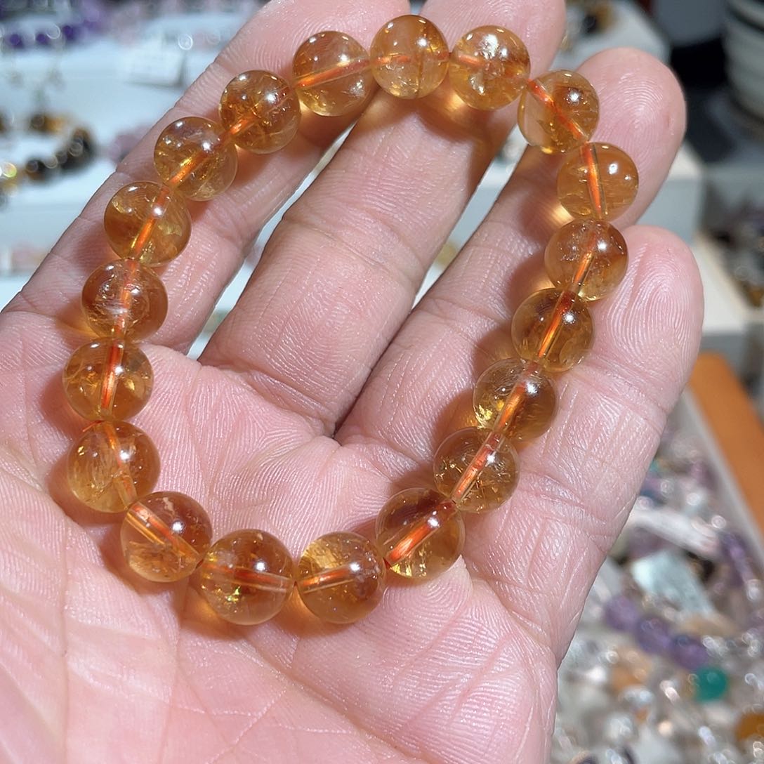 黄晶手链未镶嵌黄水晶手串