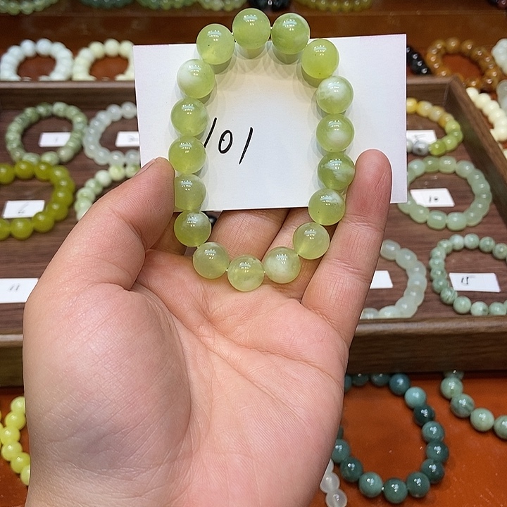 木***1蛇纹石玉合金手链