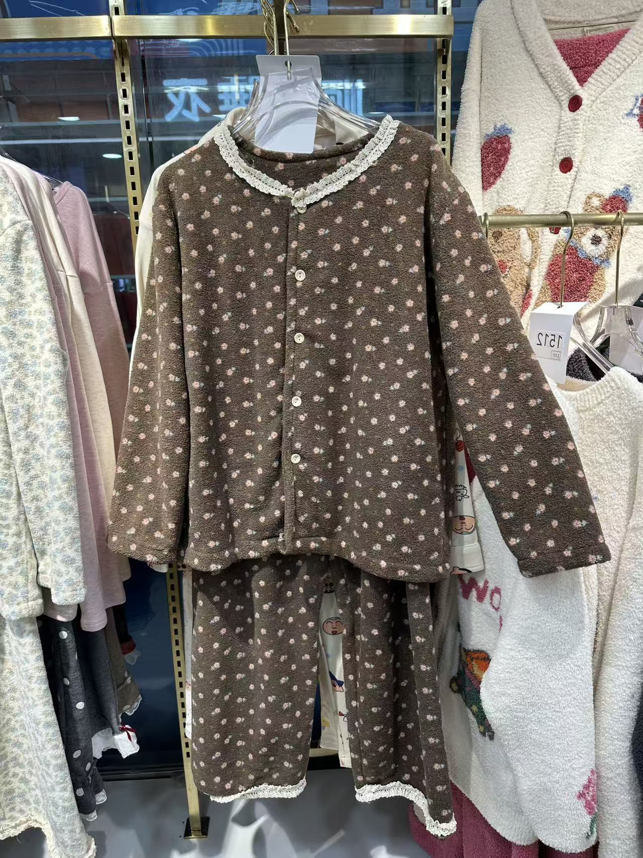 秋冬新款摇粒绒合集 睡衣开衫圆领小碎花家居服