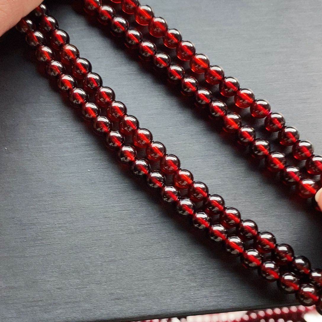 石榴石手链未镶嵌5.5mm精品9A三圈