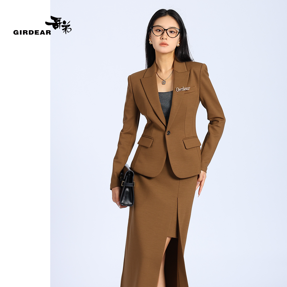 GIRDEAR/哥弟新款爆款时尚百搭通勤绵羊毛西装秋冬复古外套