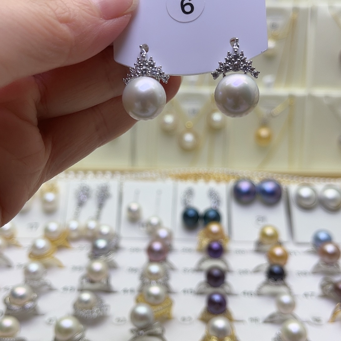 淡水珍珠耳饰银S925镶嵌