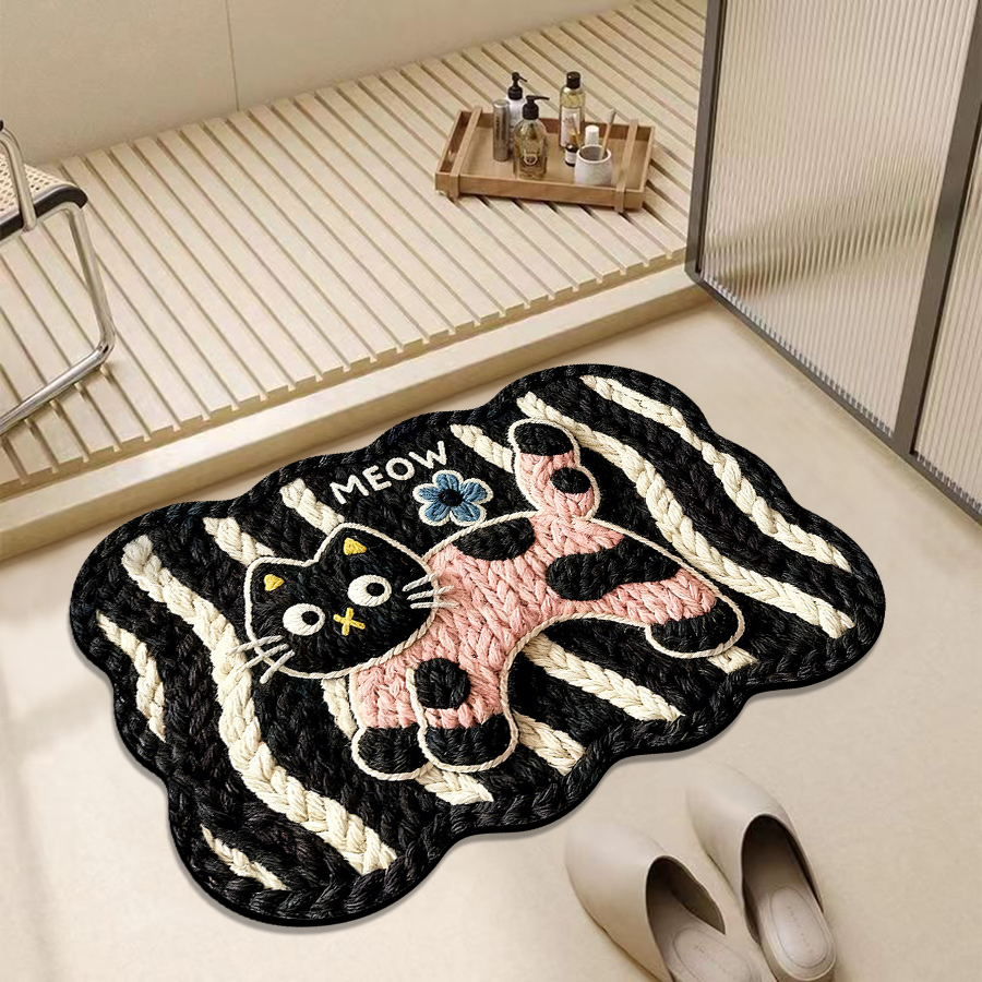 卡通动漫吸水防滑速干仿亚麻编织卫生间地垫厕所门口浴室脚垫
