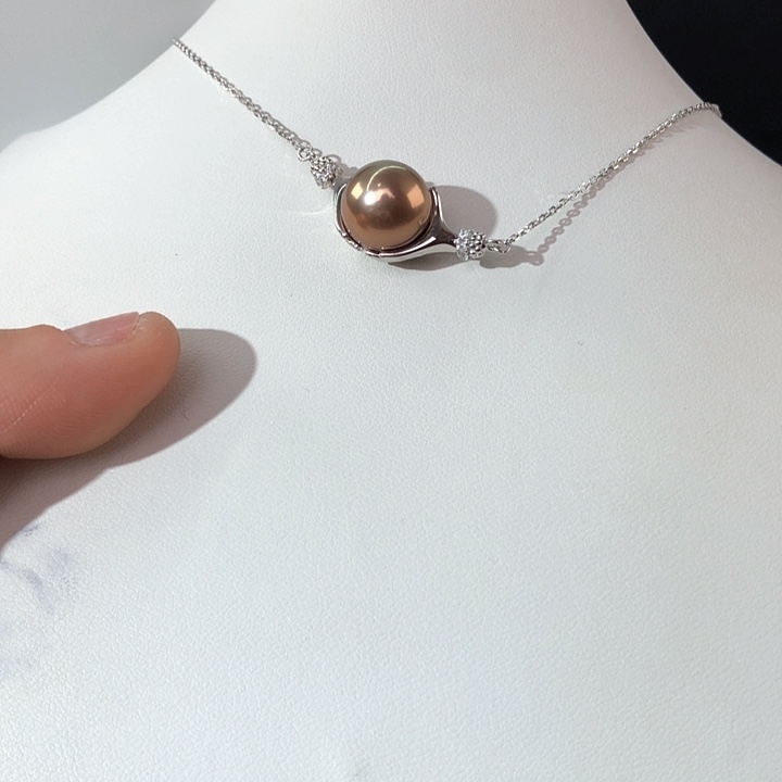 淡水珍珠项链银S925镶嵌那*谁