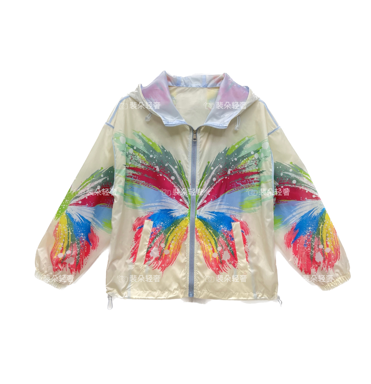 【久久专属】Y877高奢定制大蝴蝶外套印花薄款连帽防晒衣女