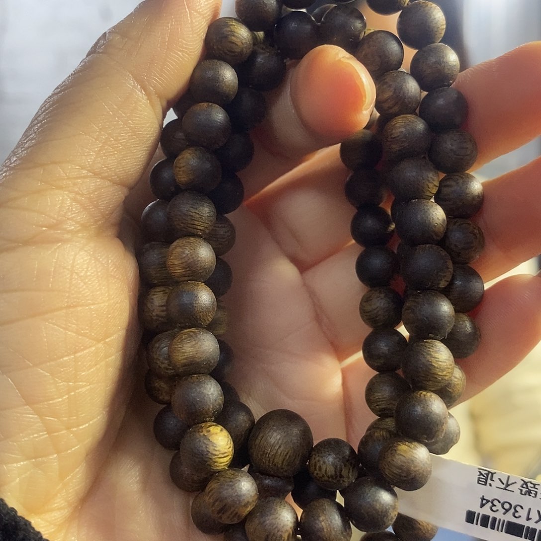 沉香手串野生绿棋圆珠长串0.7/23克多样性发一