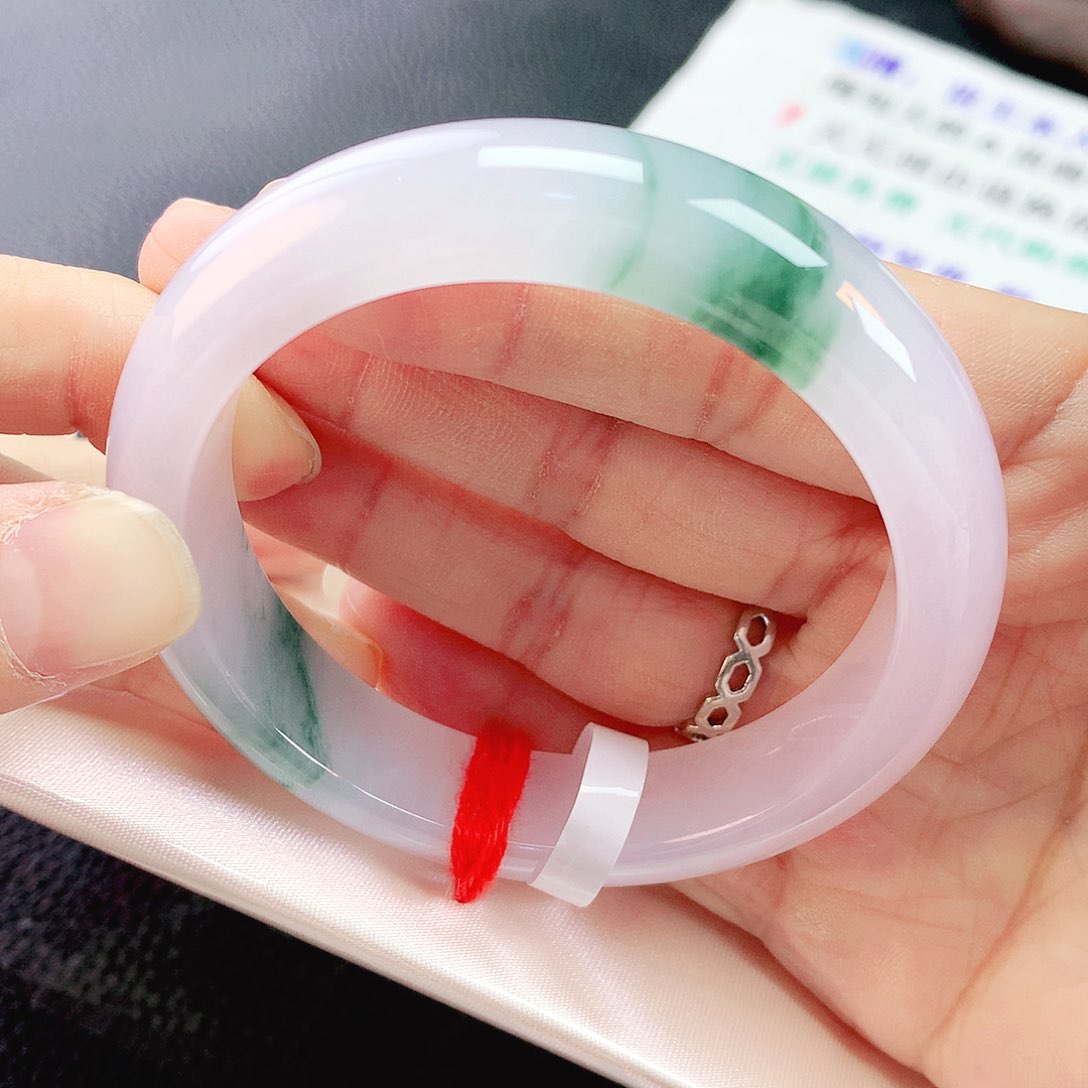 未镶嵌手镯翡翠54冰紫绿花