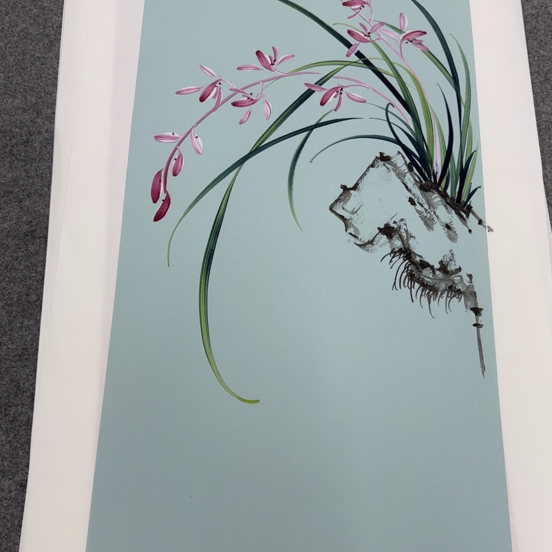 国画一笔两色立体兰花