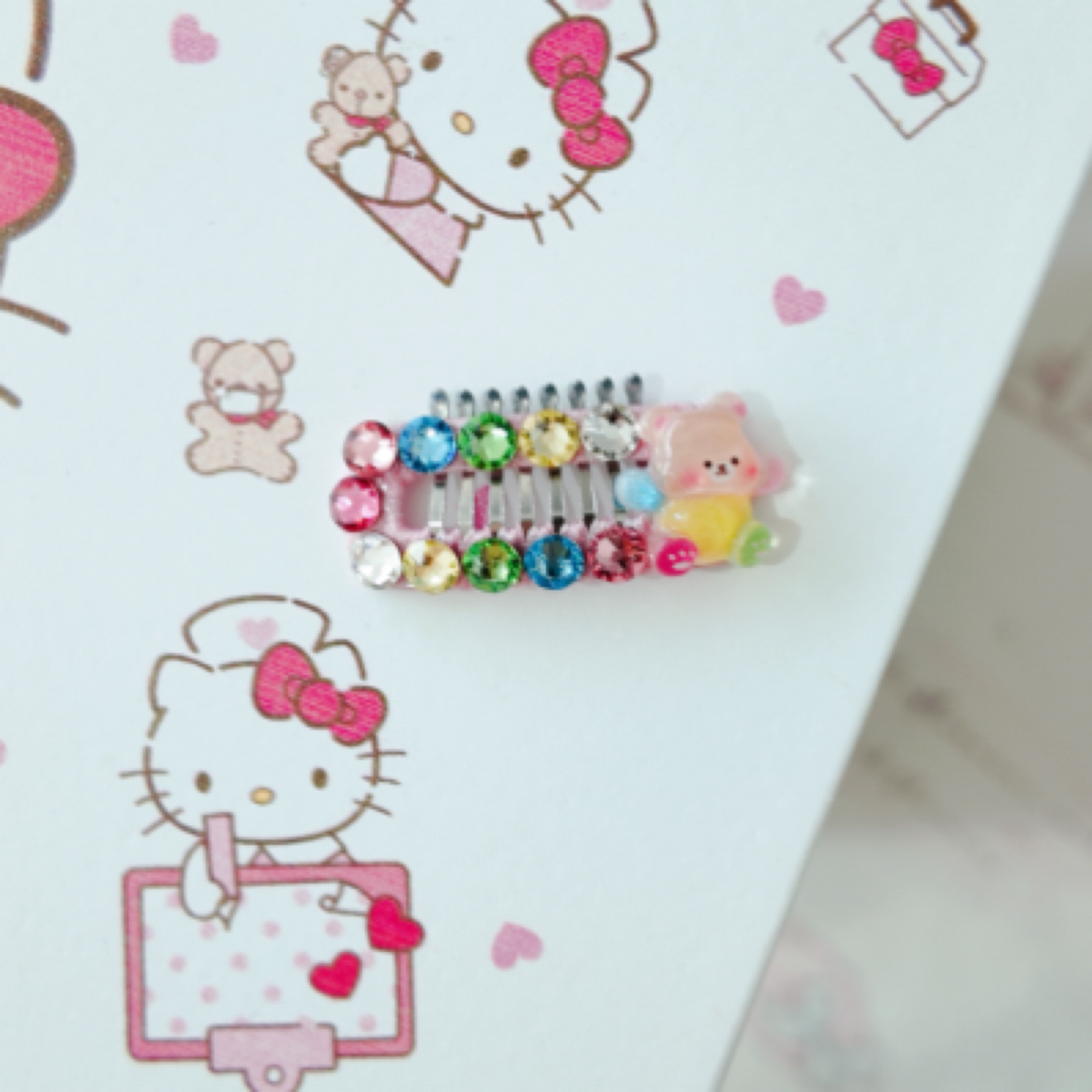 施华洛闪钻宠物发夹马尔济斯鼻梁毛夹小熊软糖